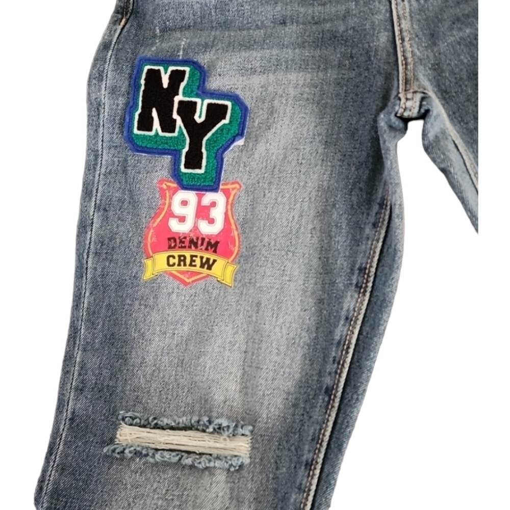 VINTAGE NO BOUNDARIES Y2K High Waisted Mom Jeans Juniors Size 9 29x27 Patches - Picture 8 of 15